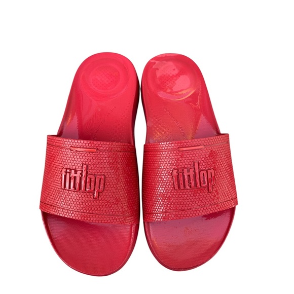 Fitflop Shoes - FitFlop Red Slide Sandals for Casual Comfort